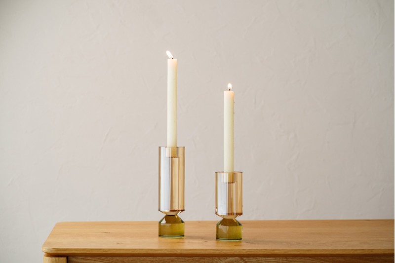 ISEN COLLECTION: CHAMPAGNE AND GREEN CRYSTAL CANDLEHOLDERS| VP Interiorismo.